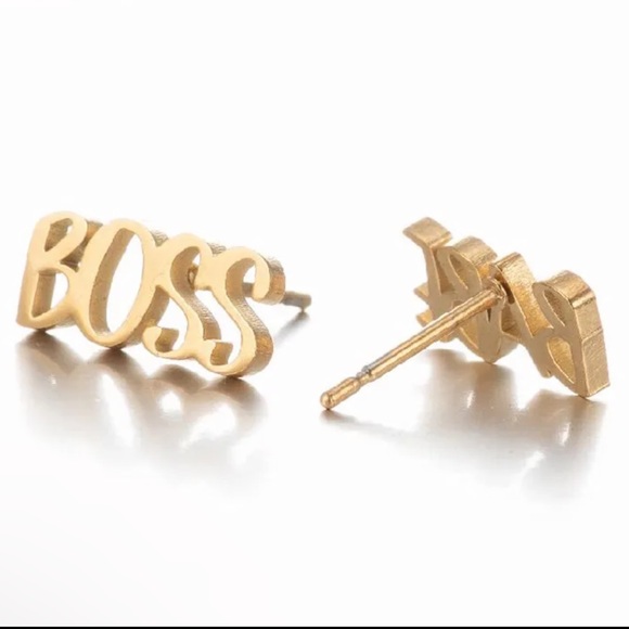 Gold Boss Babe Earrings - Picture 3 of 3
